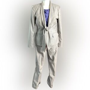 Elegant Women's Light Tan pinstriped Pantsuit